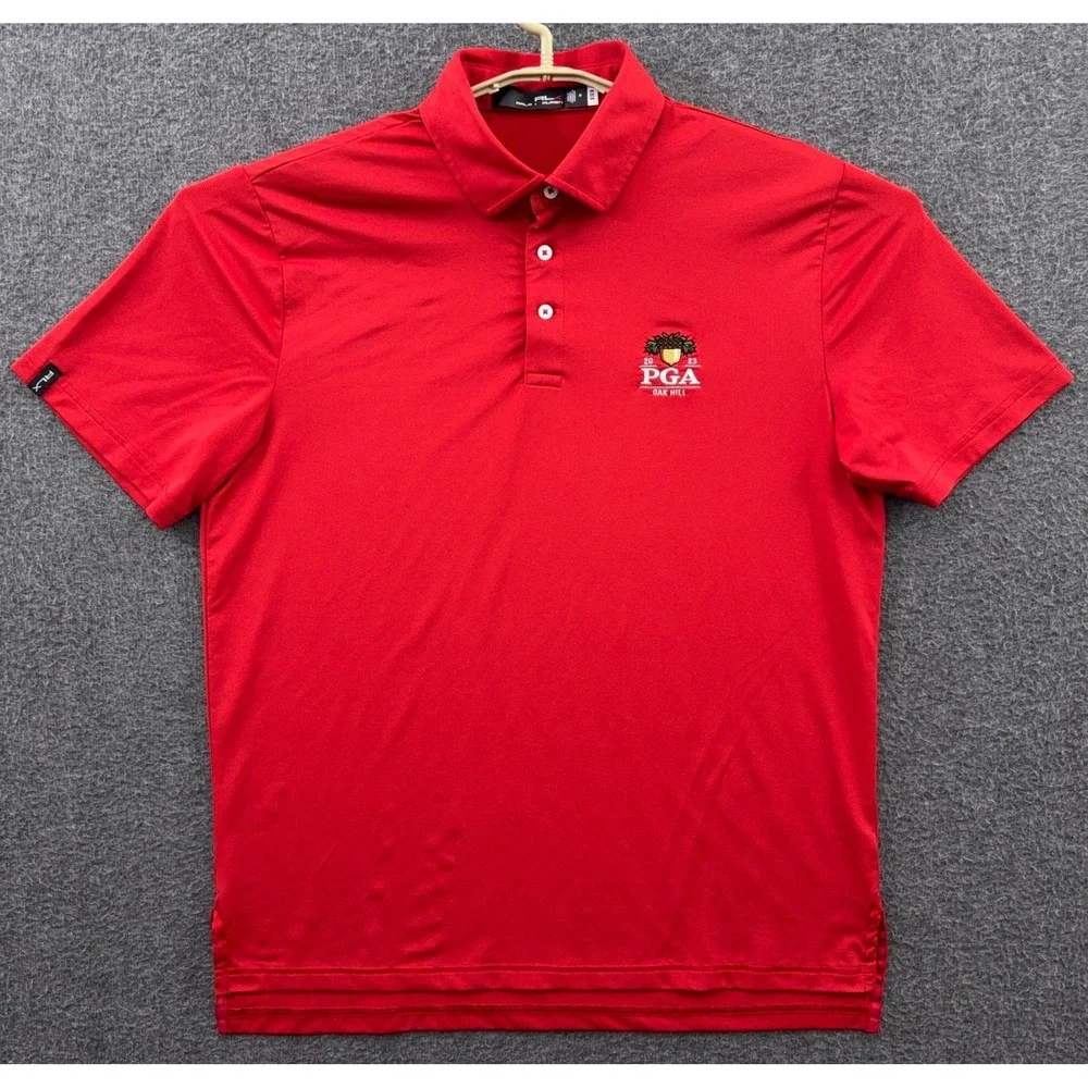 RLX Ralph Lauren Polo Shirt Mens Medium Red Oak Hill 2023 PGA Golf‎ Championship